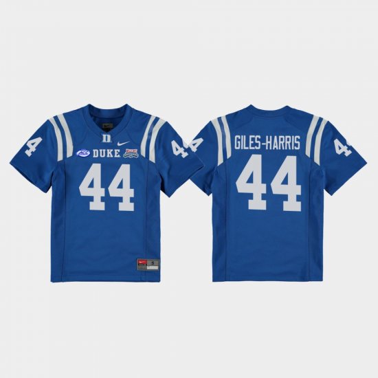 #44 Joe Giles-Harris 2018 Independence Bowl Duke University College Football Game Youth Royal Jersey 244360-860